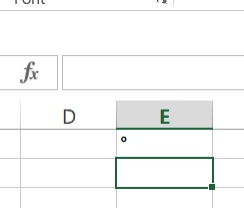 degree symbol excel 2